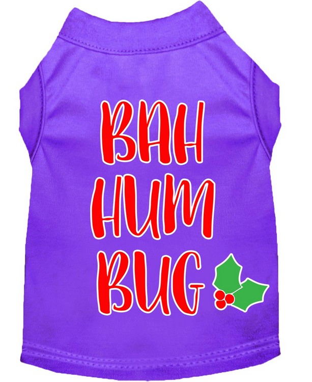 Bah Humbug Screen Print Dog Shirt Purple XS